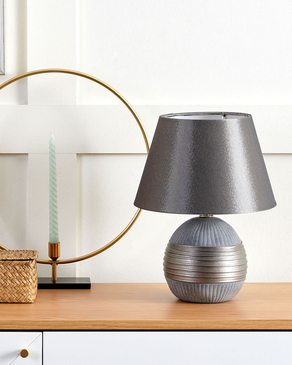 Bedside Lamp Silver SADO Beliani.co.uk