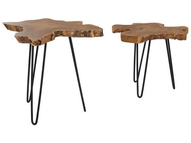 Conjunto de 2 mesas de centro de madera de java oscura/negro CAMROSE