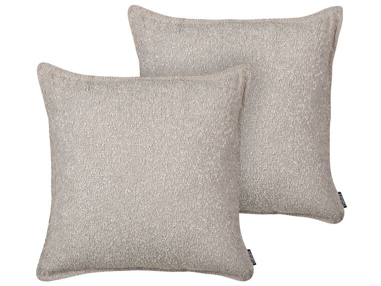Set of 2 Teddy Decorative Cushions Beige SENECIA_888452