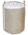 Conjunto de 2 cestos em tecido de poliéster branco e creme SAMTI_849664