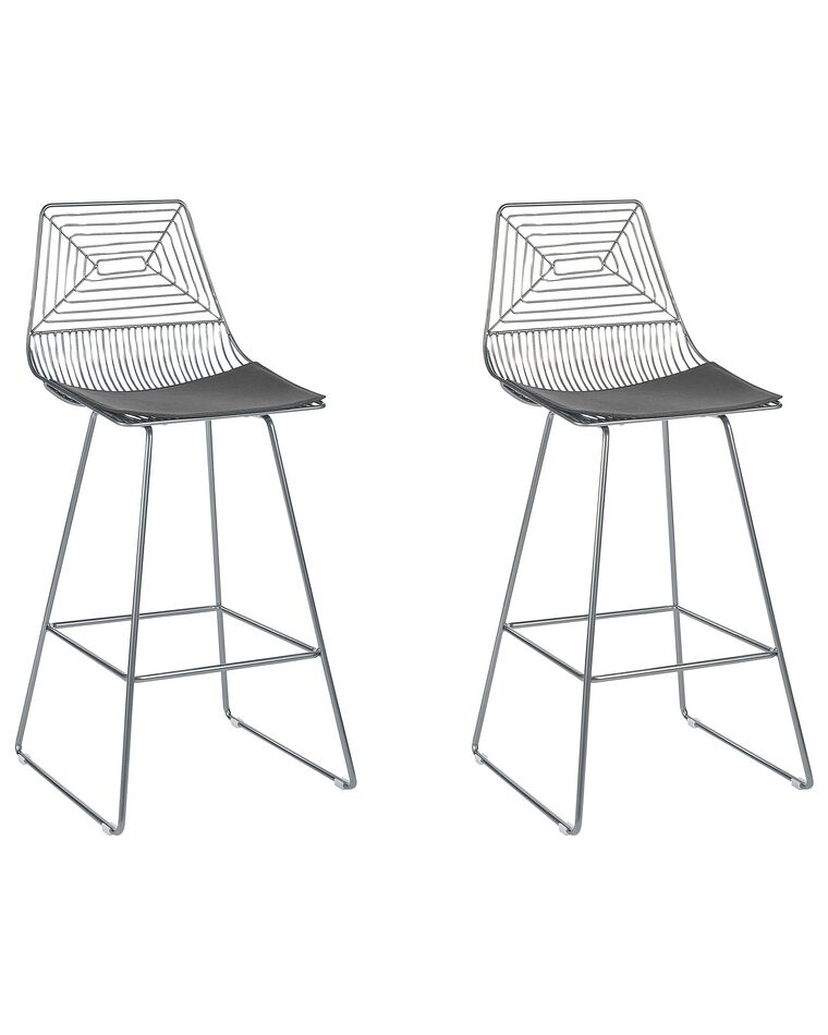 Set of 2 Metal Bar Chairs Silver BISBEE_868509