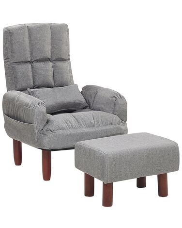 Fabric Recliner Chair with Ottoman Grey OLAND