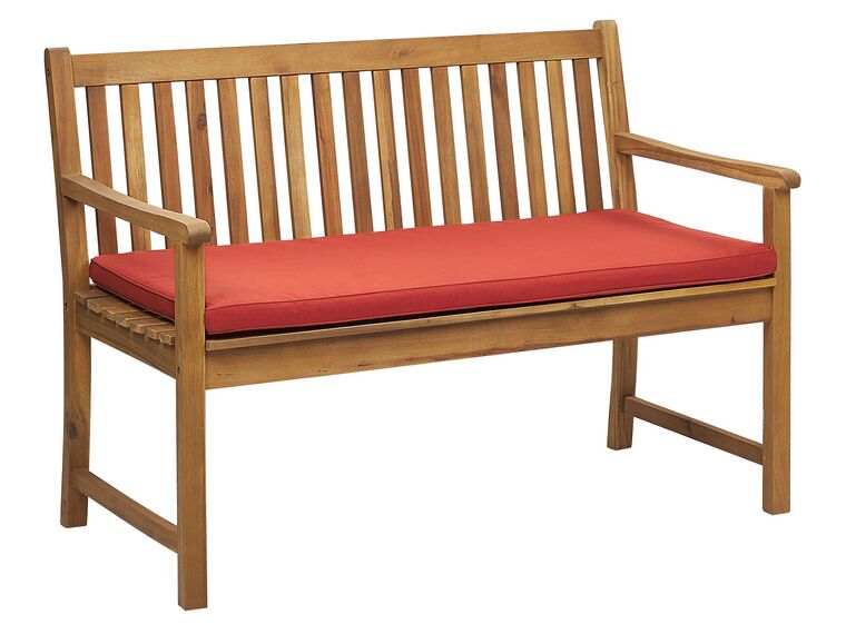 Gartenbank zertifiziertes Holz hellbraun 120 cm Auflage terracotta