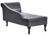 Right Hand Velvet Chaise Lounge with Storage Dark Grey PESSAC_881903