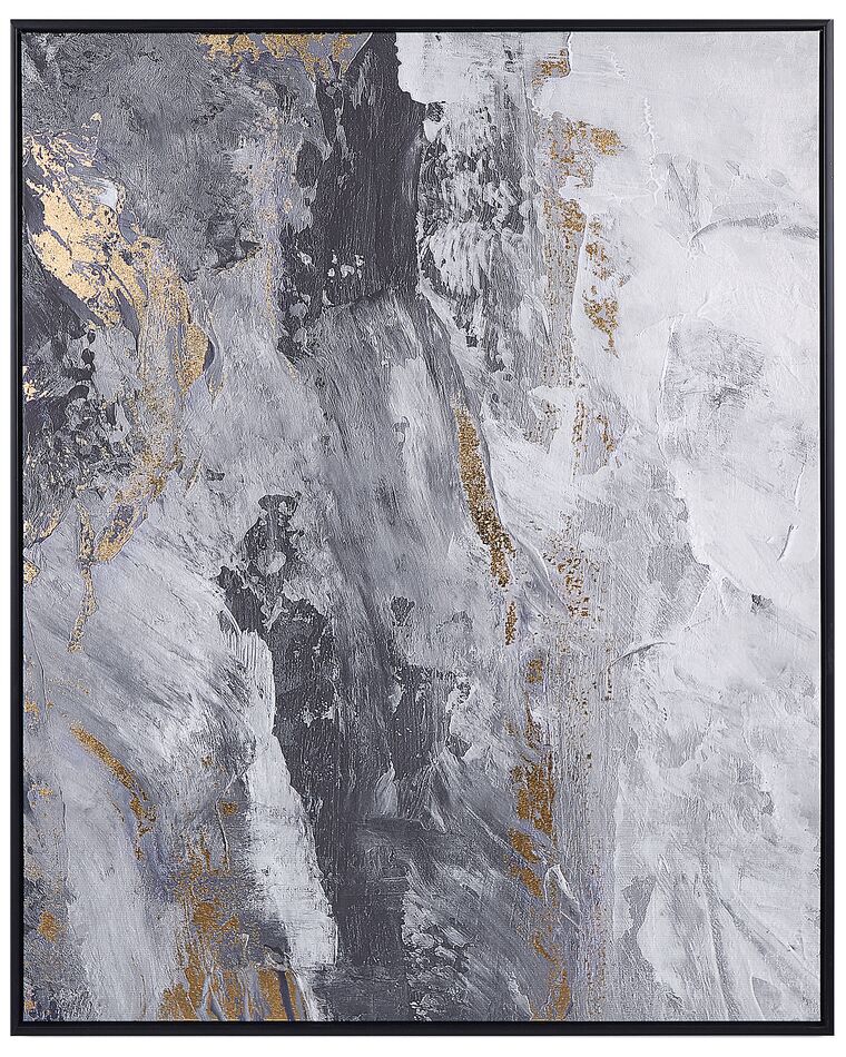 Abstract Framed Canvas Wall Art 83 x 103 cm Grey JESI_891196