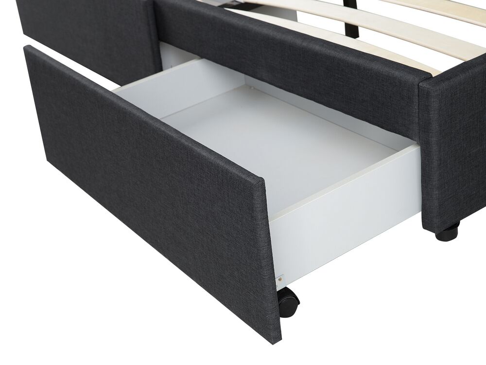 Fabric EU Super King Size Bed with Storage Grey MILLAU Beliani.co.uk