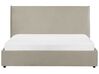 Zamatová posteľ s úložným priestorom 160 x 200 cm sivobéžová LAVAUR_870910