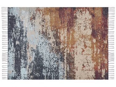 Teppich mehrfarbig 150 x 230 cm abstraktes Muster Fransen Kurzflor GERMENCIK