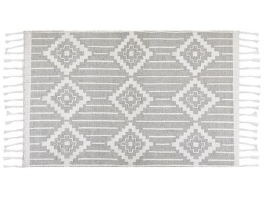 Outdoor Teppich grau / weiß 140 x 200 cm orientalisches Muster Kurzflor TABIAT