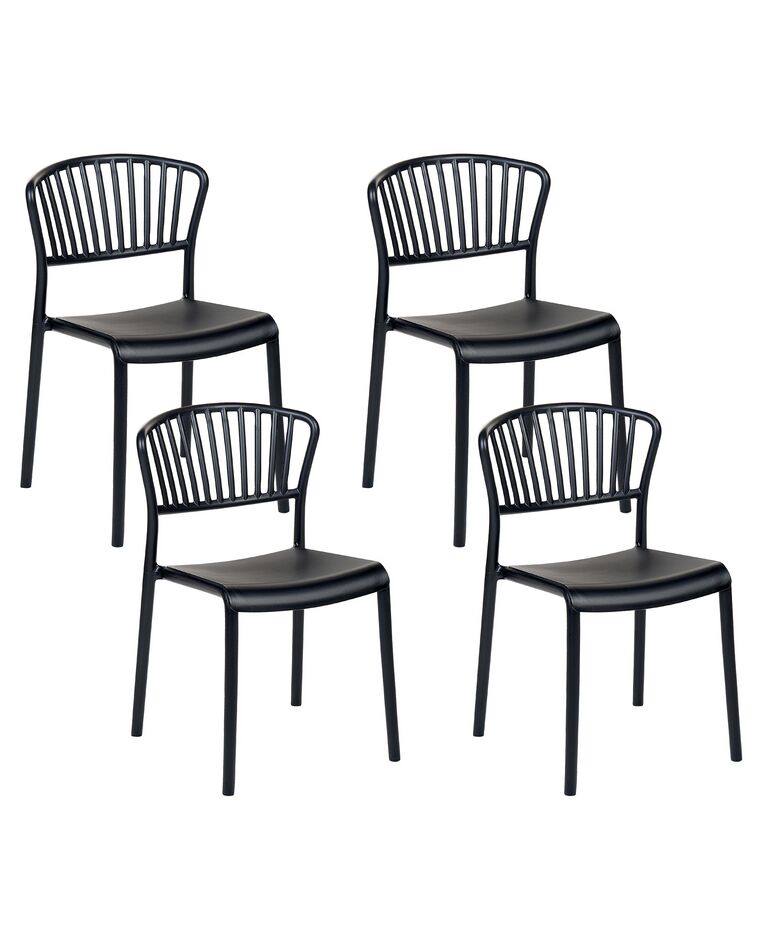 Conjunto de 4 cadeiras de jantar em plástico preto GELA_862699