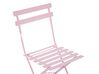 Salon de jardin bistrot table et 2 chaises en acier rose pastel FIORI_862322