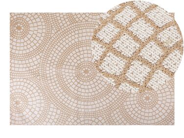 Teppich Jute beige / weiß 160 x 230 cm geometrisches Muster Kurzflor ARIBA