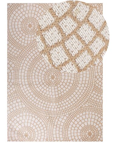 Teppich Jute beige / weiß 160 x 230 cm geometrisches Muster Kurzflor ARIBA