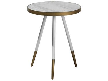 Marble Effect Side Table White with Gold RAMONA