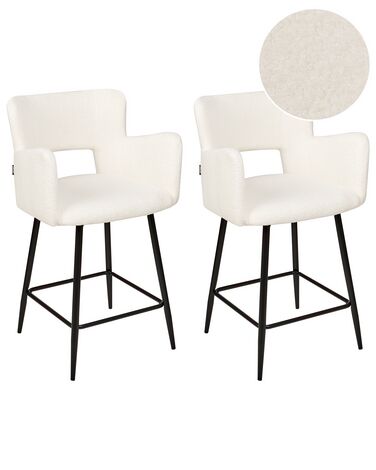 Sada 2 buklé barových židlí bílé SANILAC