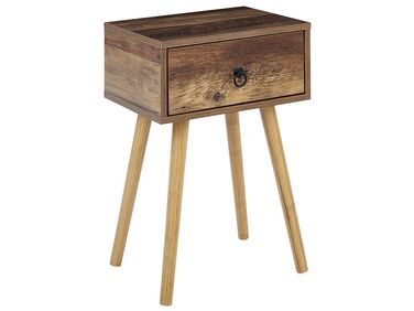 Mesa de cabeceira com 1 gaveta em madeira escura BATLEY
