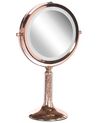 Espelho de maquilhagem rosa dourado com LED ø 18 cm BAIXAS_813678