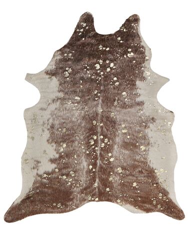 Faux Cowhide Area Rug with Spots 130 x 170 cm Brown with Gold BOGONG