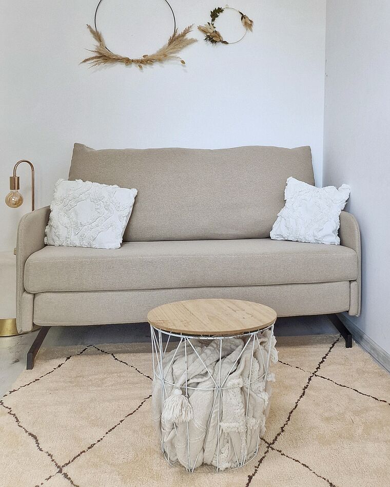 Fabric Sofa Bed Beige BELFAST Beliani.co.uk