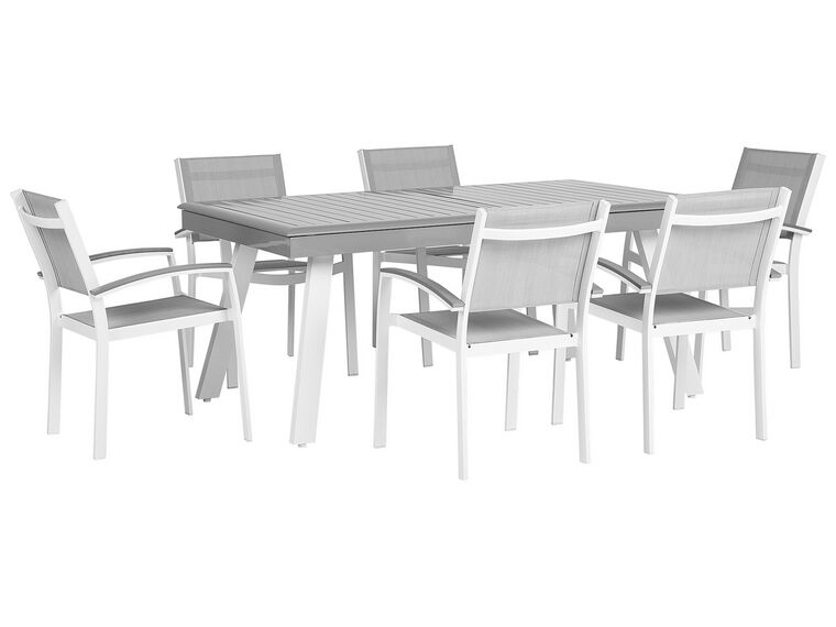 Záhradná súprava sivý hliníkový stôl a šesť stoličiek PERETA_738757