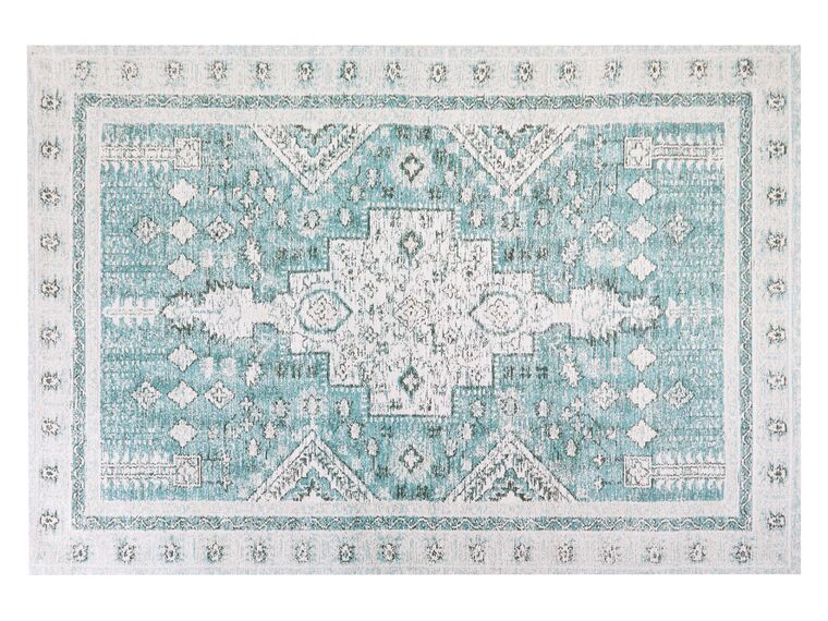 Teppich Baumwolle mintgrün 160 x 230 cm orientalisches Muster Kurzflor FULLA_852240