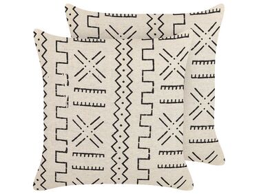 Set of 2 Cotton Cushions Geometric Pattern 45 x 45 cm White and Black MYRICA