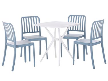 Gartenmöbel Set Kunststoff blau / weiß 4-Sitzer SERSALE