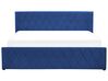 Cama con somier de terciopelo azul marino 180 x 200 cm ROCHEFORT_857381