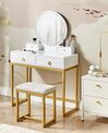 Toaletní stolek se 4 zásuvkami LED zrcadlem a stoličkou bílý/ zlatý AUXON_844809
