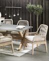 Záhradný betónový stôl 200 x 100 cm sivá/svetlé drevo OLBIA_771398