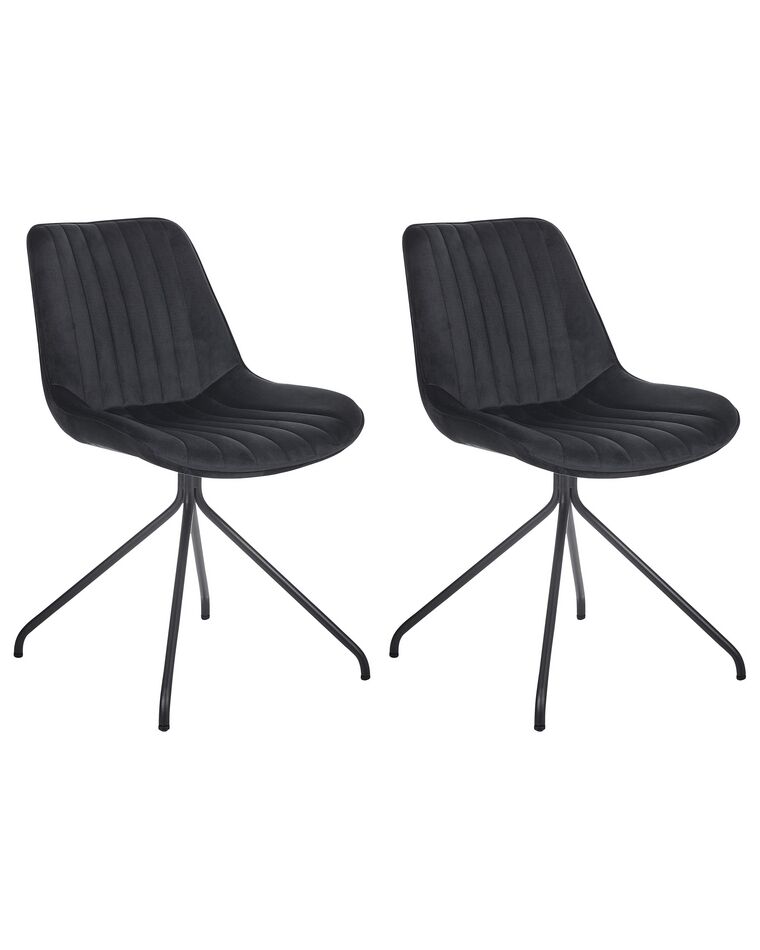 Conjunto de 2 sillas de terciopelo negro NAVASOTA_860825