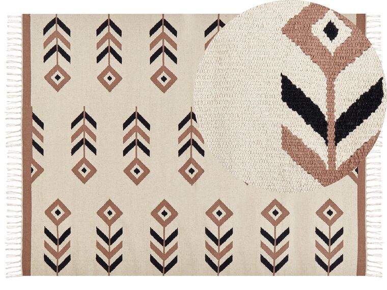 Bavlnený kelímový koberec 160 x 230 cm béžová a čierna NIAVAN_869871
