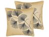 Set of 2 Cushions Leaf Pattern 45 x 45 cm Beige WAKAD_801383