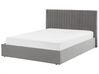 Sametová postel s úložným prostorem 160 x 200 cm šedá VION_826752