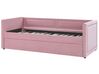Corduroy EU Single Trundle Bed Pink MIMIZAN _798339