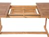 Zestaw ogrodowy drewniany stół z parasolem i 8 krzeseł z poduszkami szarymi MAUI_756450