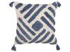 Tkaný bavlněný polštář s geometrickým vzorem a střapci 45 x 45 cm béžový/modrý JACARANDA_838666
