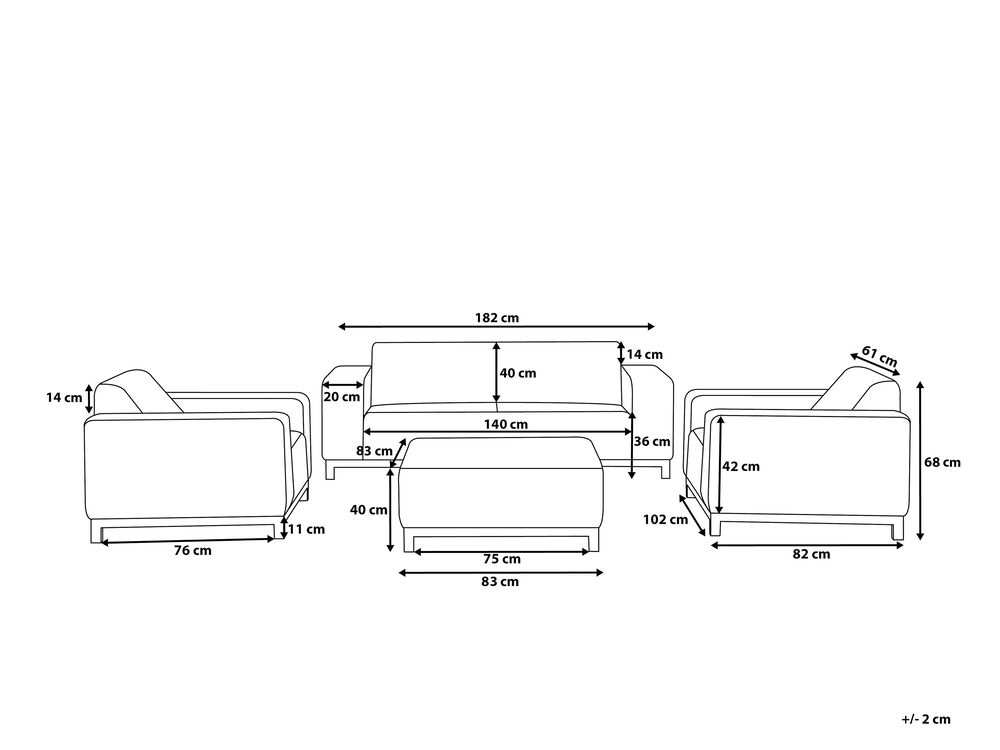 5 Seater Garden Sofa Set Grey with Black ROVIGO Beliani.co.uk