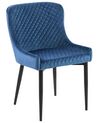 Conjunto de 2 sillas de comedor de terciopelo azul marino/negro SOLANO_752178