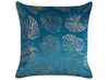 Set of 2 Velvet Cushions Leaf Print 45 x 45 cm Blue MONSTERA_830045