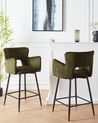 Zestaw 2 krzeseł barowych welurowy zielony oliwkowy SANILAC_912684