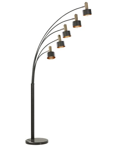 Stehlampe schwarz 5-flammig 210 cm Trommelform ANBESA