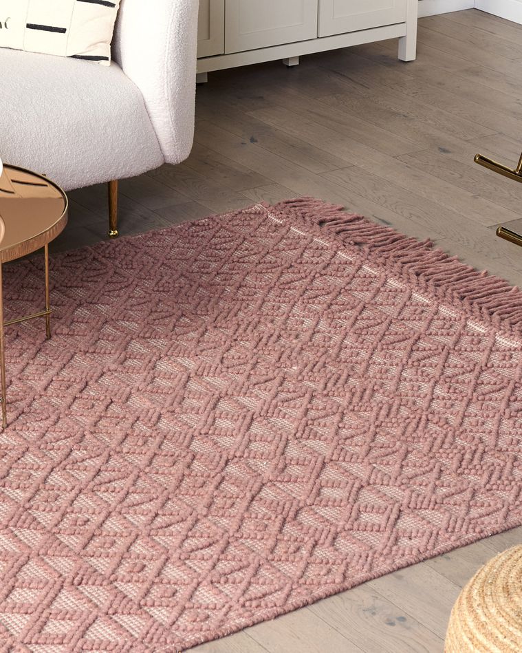 Teppich Wolle rosa 160 x 230 cm Kurzflor ALUCRA | Beliani.de