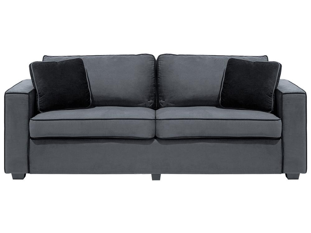 3-Sitzer Sofa Samtstoff grau / schwarz FALUN 