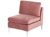 Right Hand 6 Seater Modular Velvet Corner Sofa with Ottoman Pink EVJA_858935