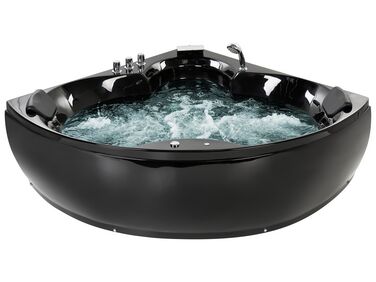 Vasca da bagno angolare nera con idromassaggio e luci LED 205 x 150 cm SENADO