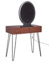 2 Drawers Dressing Table with LED Mirror and Stool Dark Wood and Black LOIX_845496