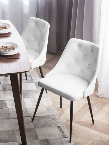 Set of 2 Dining Chairs Faux Leather White VALERIE