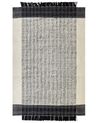 Teppich Wolle schwarz / cremeweiß 140 x 200 cm Kurzflor KETENLI_850115