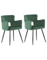 Set of 2 Velvet Dining Chairs Dark Green SANILAC_847162